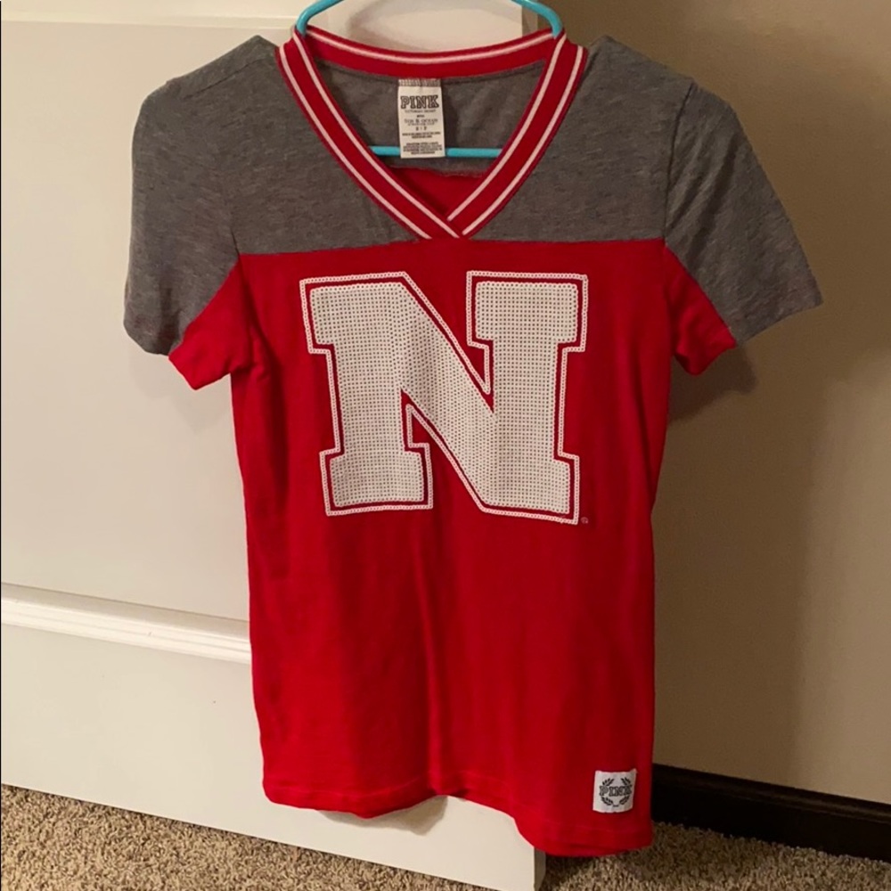 Nebraska Huskers Victoria Secret Pink v-neck tee